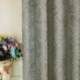Rideau De Style Abstrait Nordique Sur Mesure, Rideau Labyrinthe Jarquard, Tissu Occultant En Chenille Bice Pour Salon