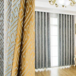 Rideau De Style Abstrait Nordique Sur Mesure, Rideau Labyrinthe Jarquard, Tissu Occultant En Chenille Bice Pour Salon