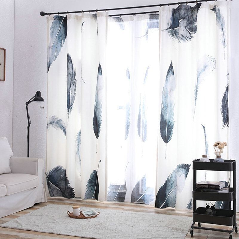 Rideau Minimaliste Moderne Sur Mesure, Impression Numérique 5D, Traitement De Fenêtre En Plumes Réalistes