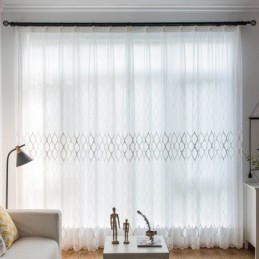 Rideau Transparent Simple Et Moderne Sur Mesure, Motif Géométrique En Jacquard, Pour Salon, Bureau