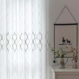 Rideau Transparent Simple Et Moderne Sur Mesure, Motif Géométrique En Jacquard, Pour Salon, Bureau