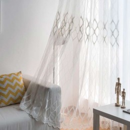 Rideau Transparent Simple Et Moderne Sur Mesure, Motif Géométrique En Jacquard, Pour Salon, Bureau