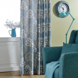 Rideau Japonais Simple Sur Mesure, Imprimé Fleurs Bleues