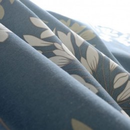 Rideau Japonais Simple Sur Mesure, Imprimé Fleurs Bleues