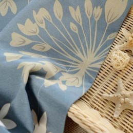 Rideau Japonais Simple Sur Mesure, Imprimé Fleurs Bleues
