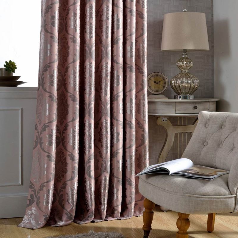 Rideau Rural Européen Sur Mesure, Tissu Occultant Jacquard Rose Pour Chambre À Coucher