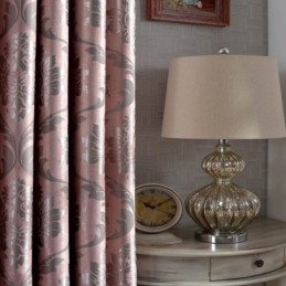 Rideau Rural Européen Sur Mesure, Tissu Occultant Jacquard Rose Pour Chambre À Coucher