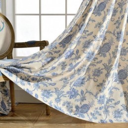 Rideau Japonais Simple Sur Mesure, Tissu Imprimé Bleu Pour Chambre D'Étude