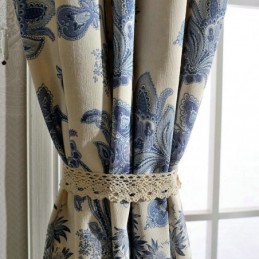 Rideau Japonais Simple Sur Mesure, Tissu Imprimé Bleu Pour Chambre D'Étude