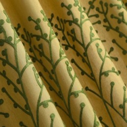 Rideau Américain Antique Sur Mesure, Broderie Jaune, Tissu En Coton Et Lin Protecteur Pour L'Environnement