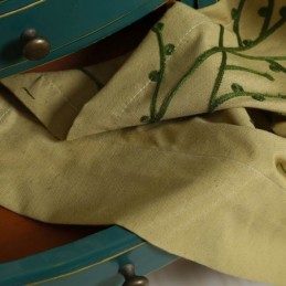 Rideau Américain Antique Sur Mesure, Broderie Jaune, Tissu En Coton Et Lin Protecteur Pour L'Environnement