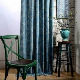 Rideau Américain Antique Sur Mesure, Imprimé Cercle Bleu