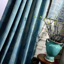 Rideau Américain Antique Sur Mesure, Imprimé Cercle Bleu