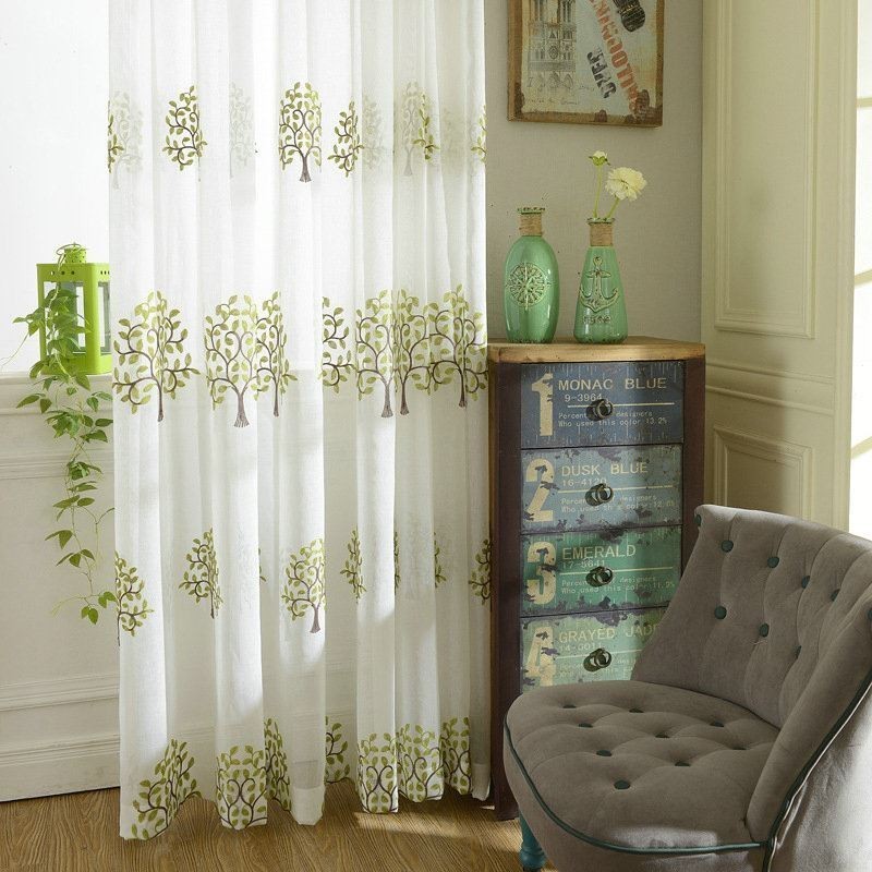 Rideau Transparent Européen Sur Mesure, Style Pastoral, Broderie