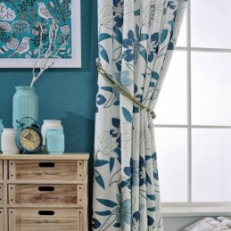 Rideau Simple Et Moderne Sur Mesure, Tissu De Chambre À Coucher Imprimé De Fleurs Fraîches