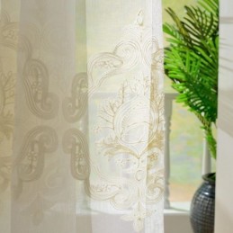 Rideau Transparent Simple Nordique Fait Sur Mesure, Tissu Européen Brodé De Fleurs Pour Salon Et Bureau