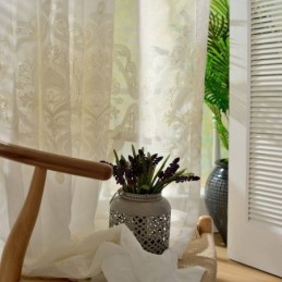 Rideau Transparent Simple Nordique Fait Sur Mesure, Tissu Européen Brodé De Fleurs Pour Salon Et Bureau