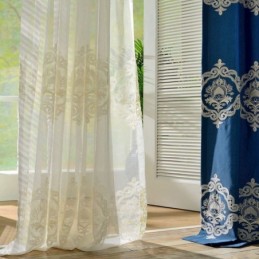 Rideau Transparent Simple Nordique Fait Sur Mesure, Tissu Européen Brodé De Fleurs Pour Salon Et Bureau
