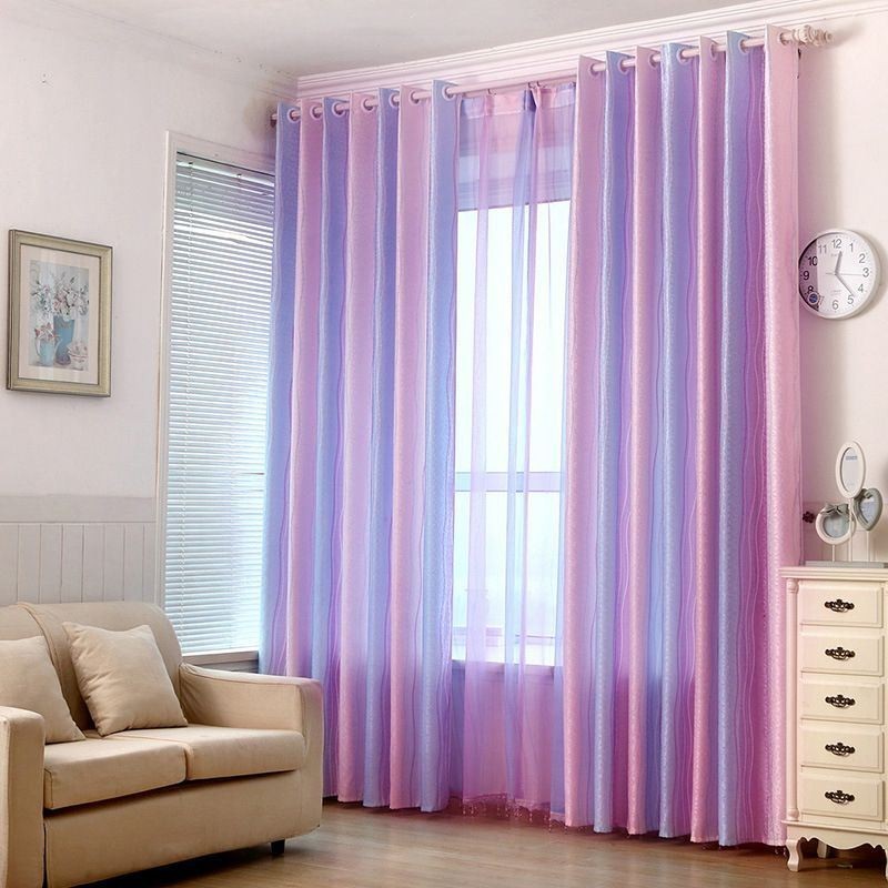 Rideaux Jacquard Modernes À Rayures Colorées Et Dégradées, Sur Mesure Pour Chambre De Fille