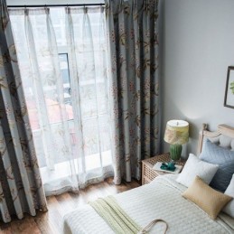 Rideau Rural Moderne Fait Sur Mesure, Rideau Imprimé Par Pulvérisation, Tissu Occultant Protecteur Pour L'Environnement De La Chambre
