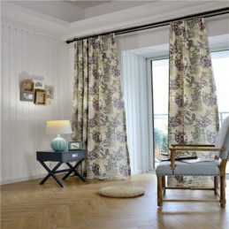 Rideau Rural Américain Sur Mesure, Tissu De Chambre À Coucher Imprimé De Fleurs Violettes