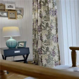 Rideau Rural Américain Sur Mesure, Tissu De Chambre À Coucher Imprimé De Fleurs Violettes