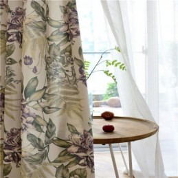Rideau Rural Américain Sur Mesure, Tissu De Chambre À Coucher Imprimé De Fleurs Violettes