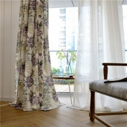 Rideau Rural Américain Sur Mesure, Tissu De Chambre À Coucher Imprimé De Fleurs Violettes