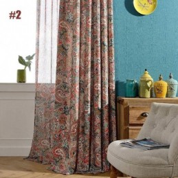 Rideau Américain Antique Sur Mesure, Tissu De Chambre À Coucher Imprimé Floral Contrasté