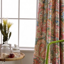 Rideau Américain Antique Sur Mesure, Tissu De Chambre À Coucher Imprimé Floral Contrasté