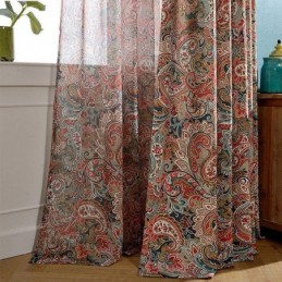 Rideau Américain Antique Sur Mesure, Tissu De Chambre À Coucher Imprimé Floral Contrasté