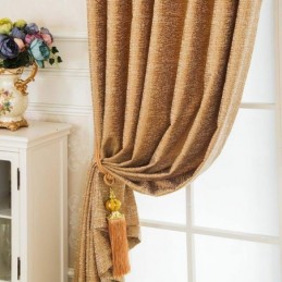 Rideau De Style Abstrait Américain Sur Mesure, Tissu Occultant En Chenille Marron À Motif Géométrique Jarquard