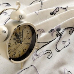 Rideau Simple Américain Sur Mesure, Tissu En Coton Et Lin Brodé À L'Encre Avec Feuilles Roulées