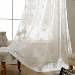 Rideau Transparent Classique Européen Fait Sur Mesure, Motif Floral Jacquard, Pour Salon, Bureau, Tissu En Coton Doux
