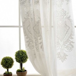 Rideau Transparent Classique Européen Fait Sur Mesure, Motif Floral Jacquard, Pour Salon, Bureau, Tissu En Coton Doux