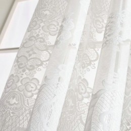 Rideau Transparent Classique Européen Fait Sur Mesure, Motif Floral Jacquard, Pour Salon, Bureau, Tissu En Coton Doux