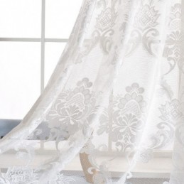Rideau Transparent Classique Simple Sur Mesure, Tissu Jacquard À Fleurs Européennes Pour Salon Et Chambre À Coucher