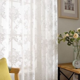 Rideau Transparent Classique Simple Sur Mesure, Tissu Jacquard À Fleurs Européennes Pour Salon Et Chambre À Coucher