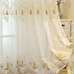 Rideaux En Tulle Brodés Européens Transparents Pour Salon Et Chambre À Coucher