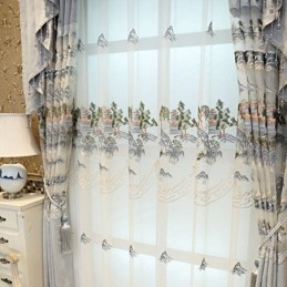 Rideau Transparent De Luxe Sur Mesure, Brodé En Tulle De Montagne Pour Salon Et Chambre À Coucher
