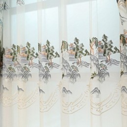 Rideau Transparent De Luxe Sur Mesure, Brodé En Tulle De Montagne Pour Salon Et Chambre À Coucher