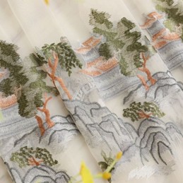 Rideau Transparent De Luxe Sur Mesure, Brodé En Tulle De Montagne Pour Salon Et Chambre À Coucher