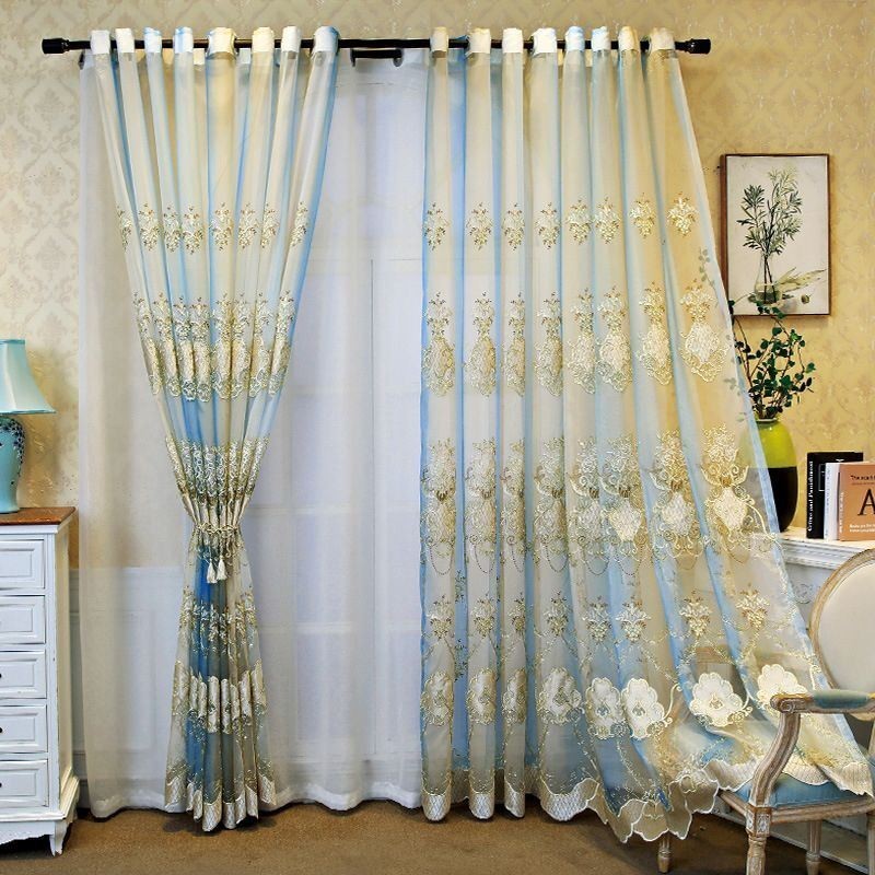 Rideau En Tulle Européen Sur Mesure, Voile Brodé Pour Salon