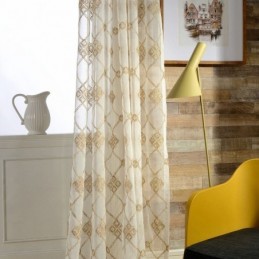 Rideaux Transparents Nordiques À Motif Diamant Pour Fenêtre De Salon Et Chambre À Coucher