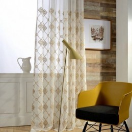 Rideaux Transparents Nordiques À Motif Diamant Pour Fenêtre De Salon Et Chambre À Coucher