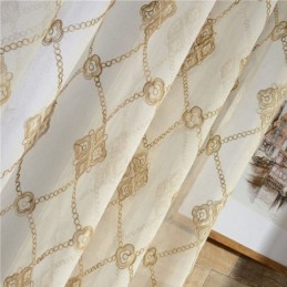 Rideaux Transparents Nordiques À Motif Diamant Pour Fenêtre De Salon Et Chambre À Coucher