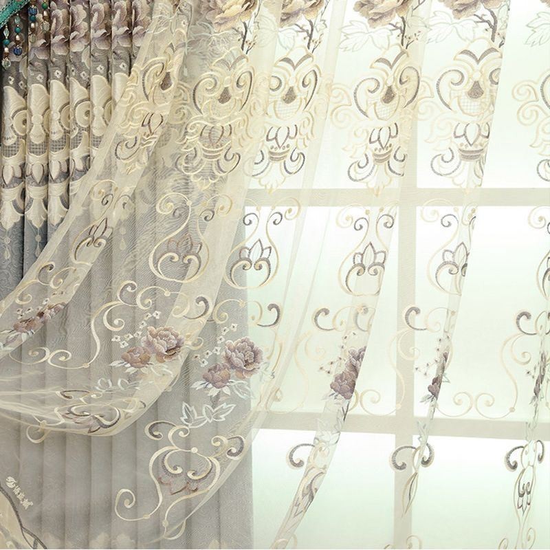 Rideaux En Tulle Transparent À Fleurs Modernes Pour Salon Et Chambre À Coucher