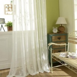 Rideau De Fenêtre Brodé Sur Mesure En Tulle Blanc À Fleurs Pour Salon Et Chambre À Coucher