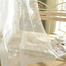 Rideau De Fenêtre Brodé Sur Mesure En Tulle Blanc À Fleurs Pour Salon Et Chambre À Coucher