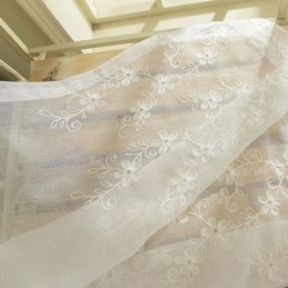 Rideau De Fenêtre Brodé Sur Mesure En Tulle Blanc À Fleurs Pour Salon Et Chambre À Coucher